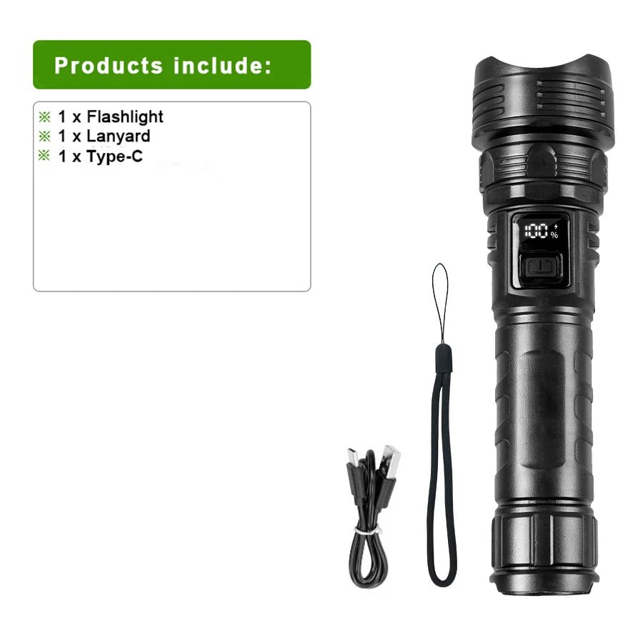 Lampe Torche LED Rechargeable Type-C Longue Portée 1000 m
