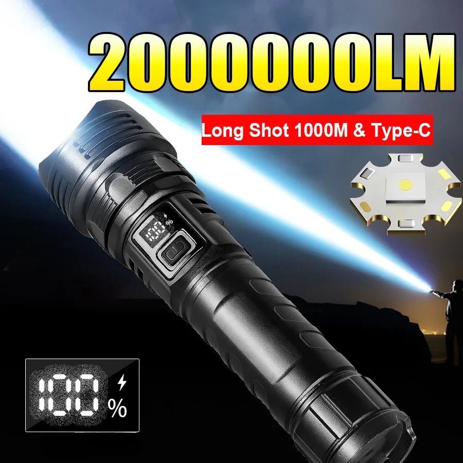 Lampe Torche LED Rechargeable Type-C Longue Portée 1000 m