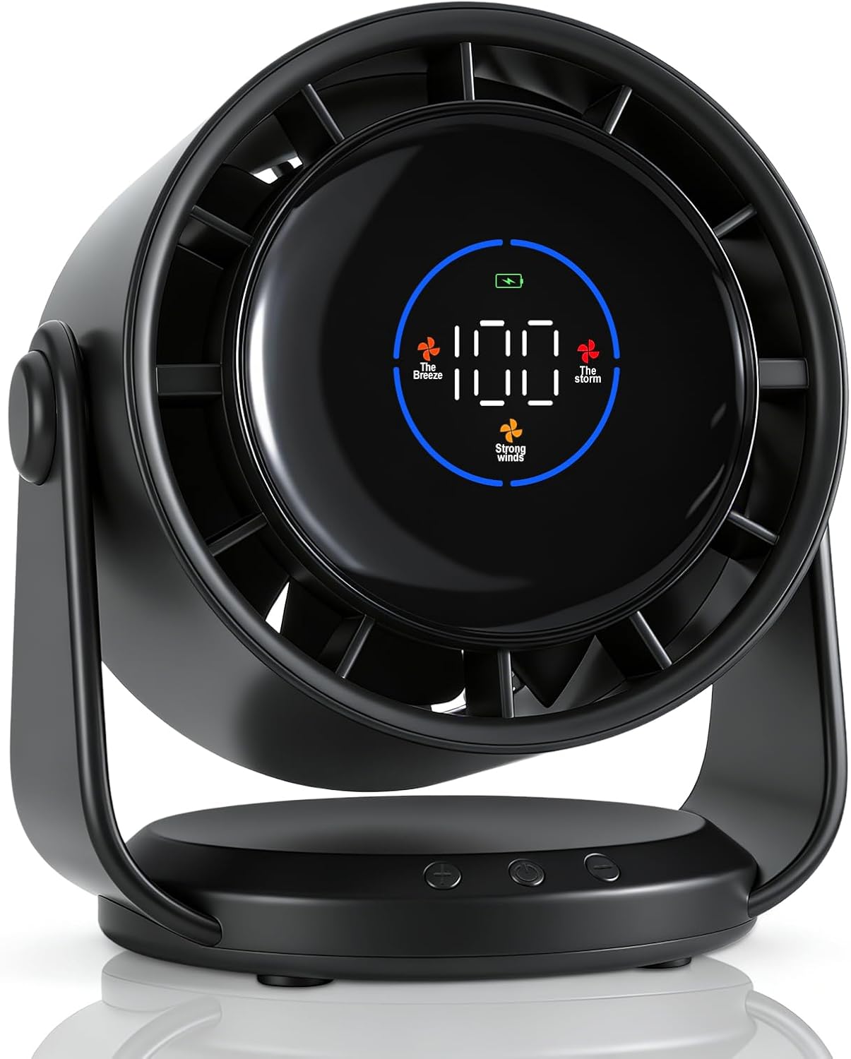Pgtc Ventilateur de Bureau Rechargeable,Ventilateur Personnel Portable Ultra Silencieux avec Batterie,105° Réglable et Mural,Ventilateur Numérique Rafraîchissant pour Chambre Bureau Voyage Maison
