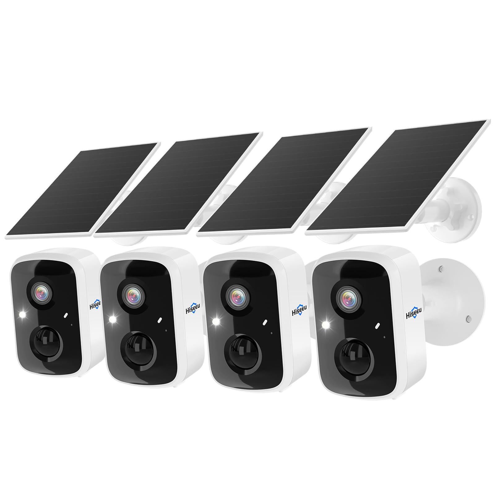 Hiseeu Solar Security Cameras Wireless Outdoor 2 Pack, Battery Powered 3K 4MP wifi Cameras for Home Surveillance, PIR/AI Motion Detection, Waterproof, Color Night Vision, 2-Way Audio, Cloud/SD Storage