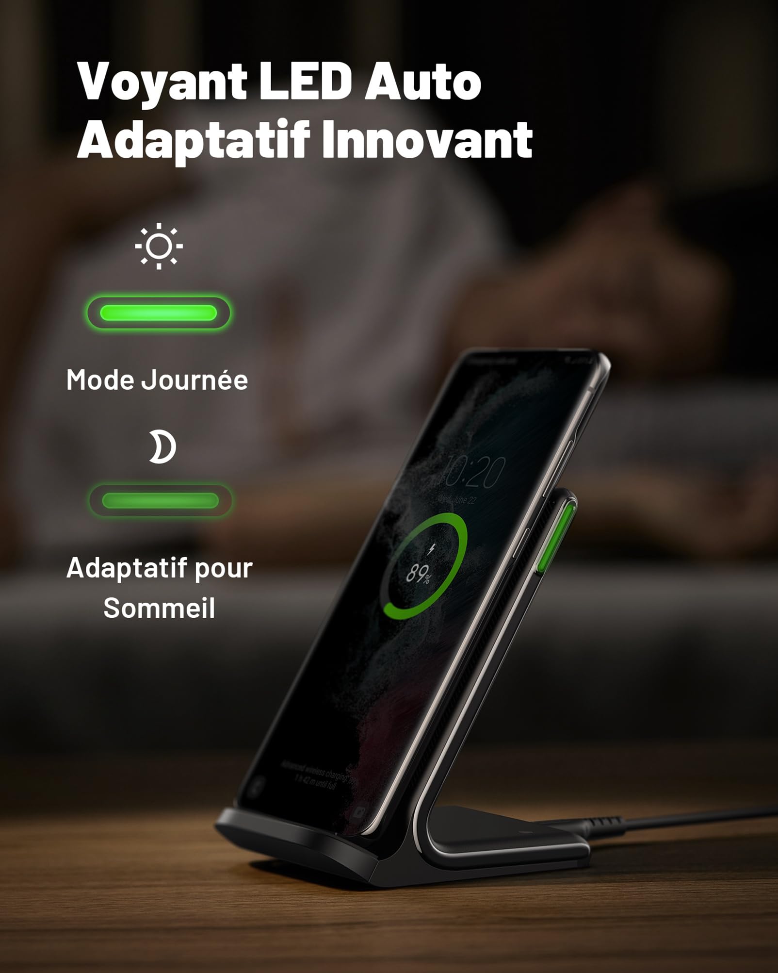 INIU Chargeur Induction 15W, Chargeur sans Fil à Charge Rapide, Wireless Charger Accessoire Bureau pour iPhone 17 16 Pro Max 15 Plus 14 13 12 11, Samsung, Google Pixel, etc.