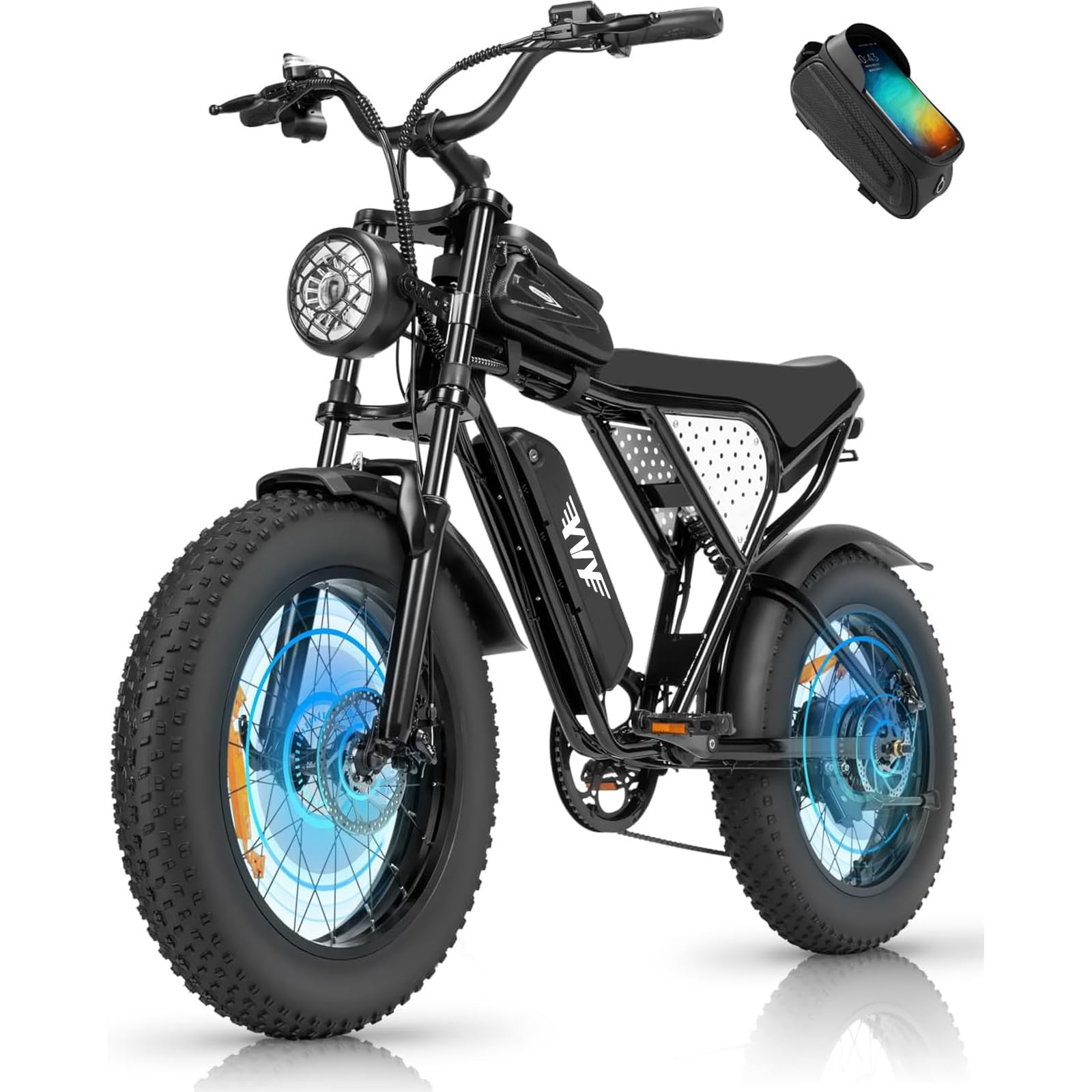 YVY Vélo Électrique, Batterie Amovible 20/40Ah, Autonomie 120km/150km/300km, Fat Bike Électrique, VTT Électrique 7 Vitesses, E-Bike Double Suspension, Double Disque, Écran LCD