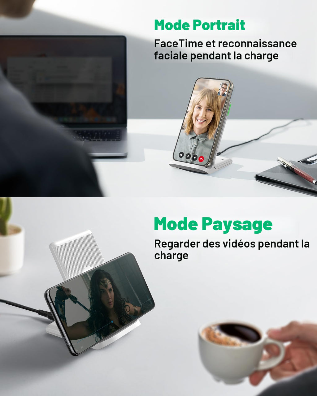 INIU Chargeur Induction 15W, Chargeur sans Fil à Charge Rapide, Wireless Charger Accessoire Bureau pour iPhone 17 16 Pro Max 15 Plus 14 13 12 11, Samsung, Google Pixel, etc.