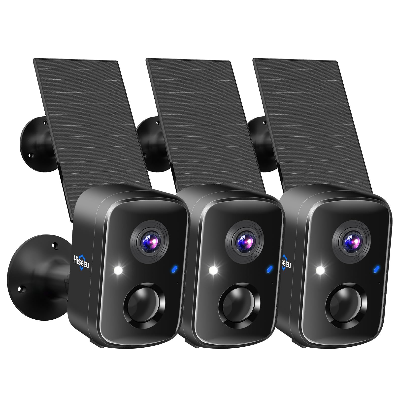 Hiseeu Solar Security Cameras Wireless Outdoor 2 Pack, Battery Powered 3K 4MP wifi Cameras for Home Surveillance, PIR/AI Motion Detection, Waterproof, Color Night Vision, 2-Way Audio, Cloud/SD Storage