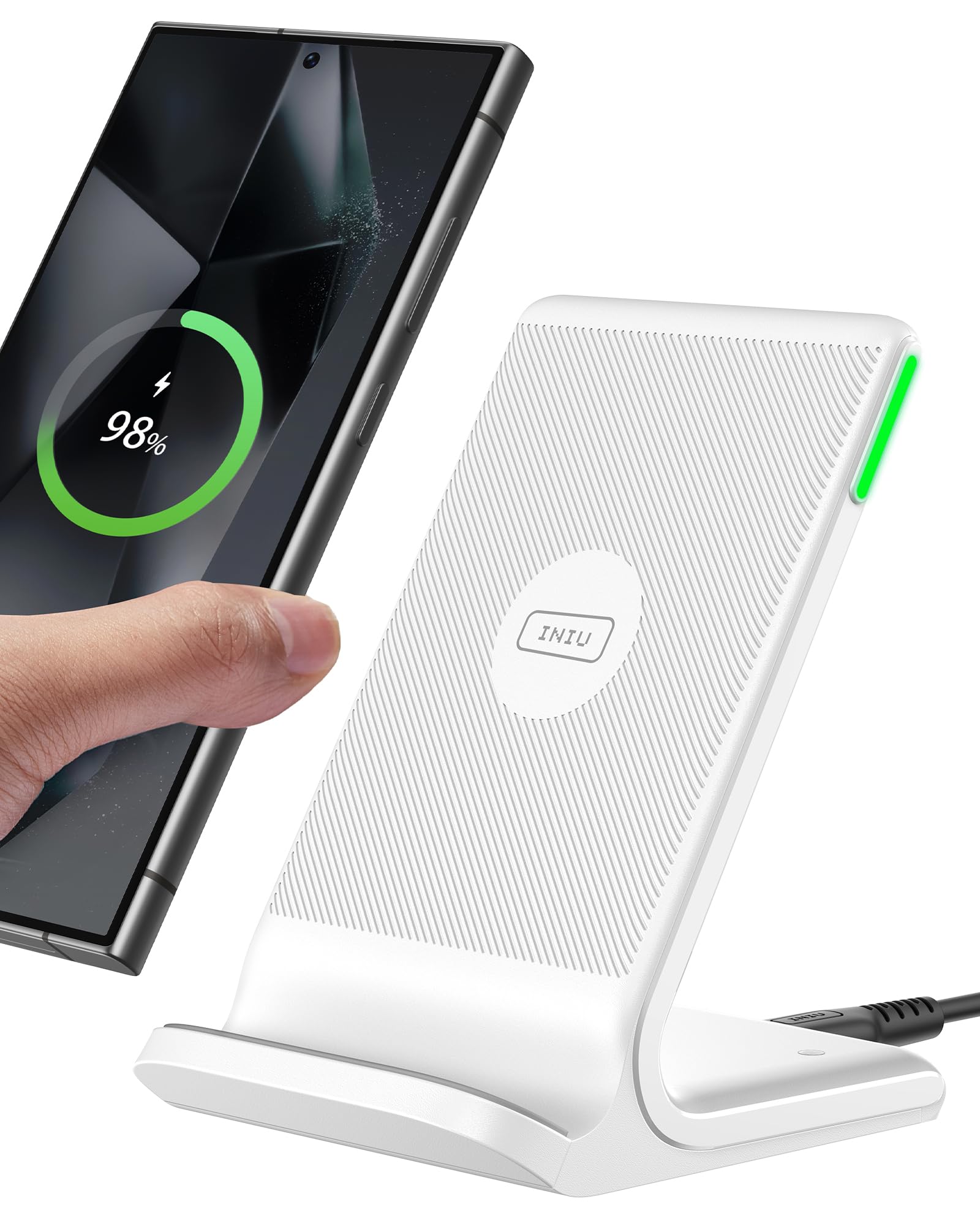 INIU Chargeur Induction 15W, Chargeur sans Fil à Charge Rapide, Wireless Charger Accessoire Bureau pour iPhone 17 16 Pro Max 15 Plus 14 13 12 11, Samsung, Google Pixel, etc.