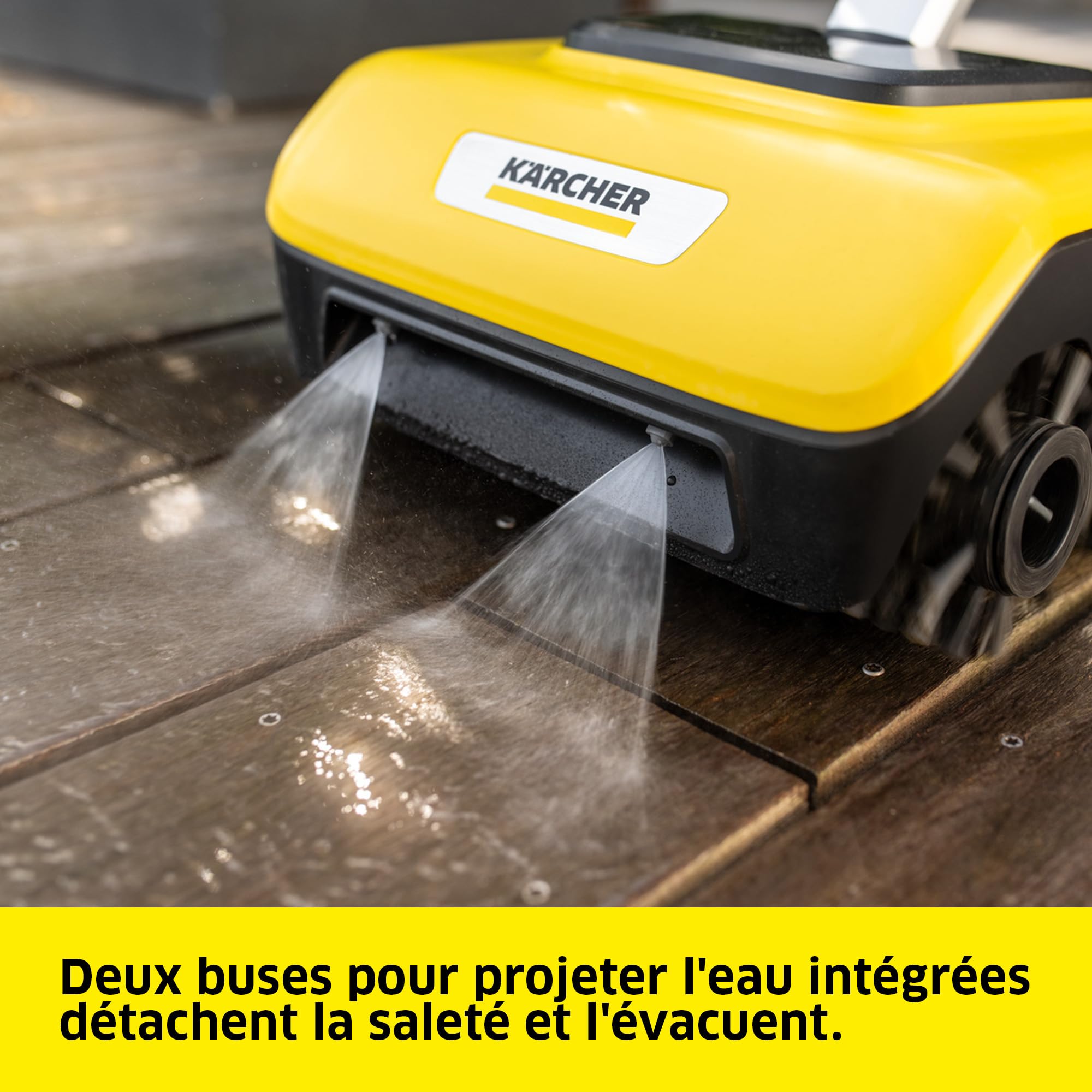 Kärcher Nettoyeur de Terrasses PCL 6, Pression Max. 10 Bar, Débit d'eau Max. 180 l/h, Largeur de Travail 300 mm, Rotation des Brosses : 600-800 TR/Min, pour Bois, Surfaces Composite, Dalles de Pierre
