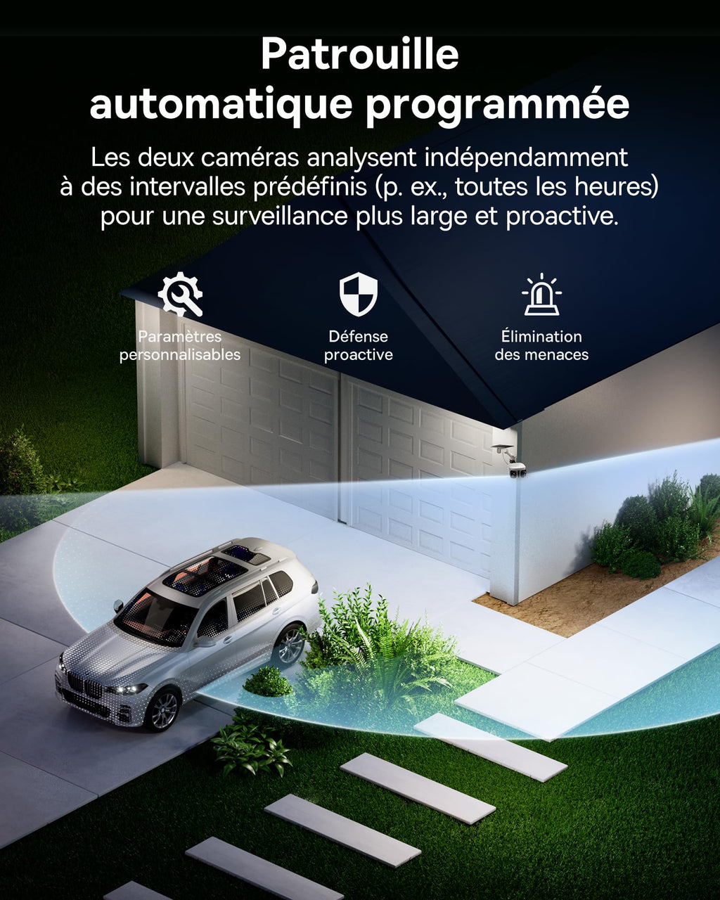 Baseus Security X1 Pro Caméra de Surveillance Extérieure, Double Suivi IA, Surveillance 300°, Vision Nocturne, caméra Solaire sans Fil sur Batterie avec détection IA, Patrouille Automatique