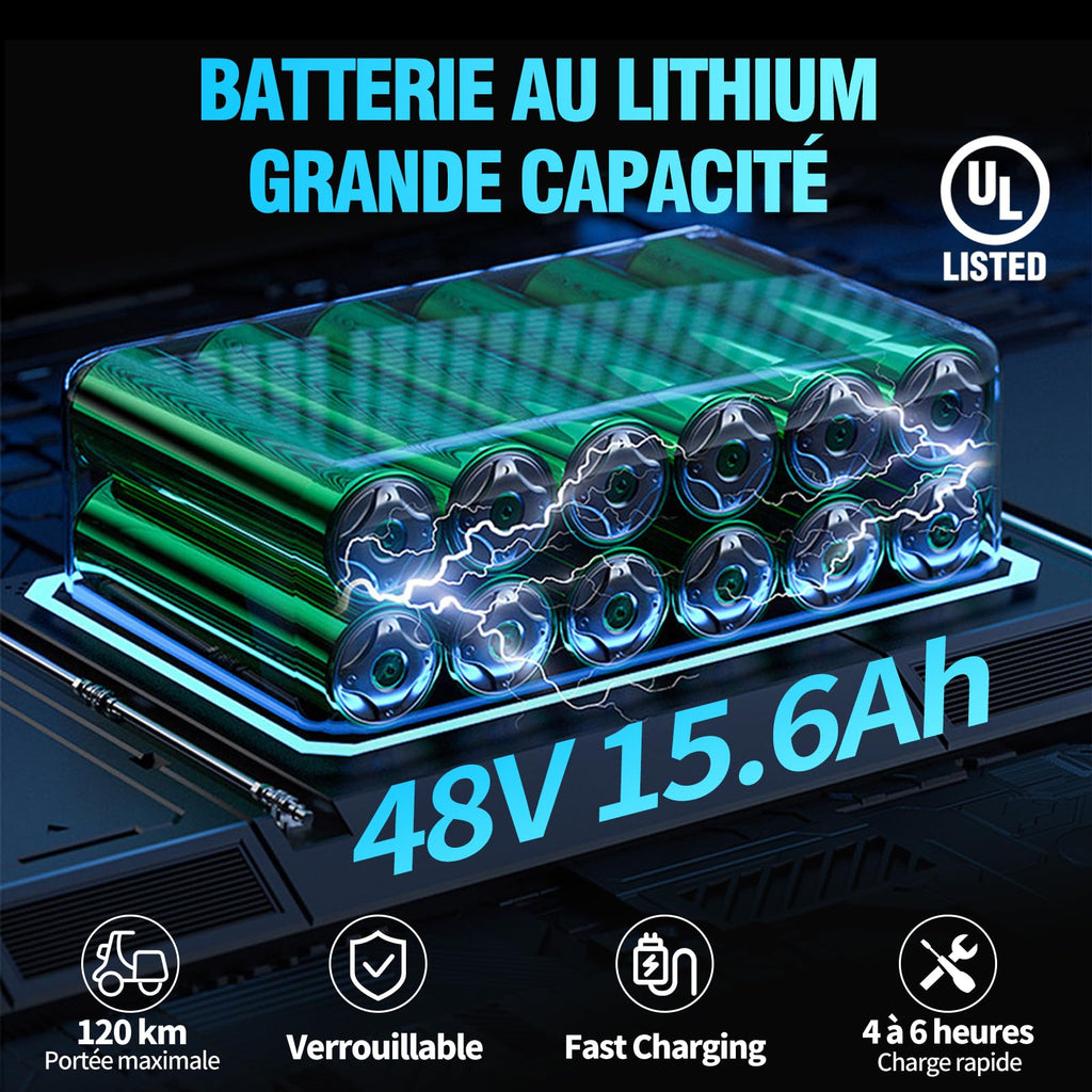 YVY Vélo Électrique, Batterie Amovible 20/40Ah, Autonomie 120km/150km/300km, Fat Bike Électrique, VTT Électrique 7 Vitesses, E-Bike Double Suspension, Double Disque, Écran LCD