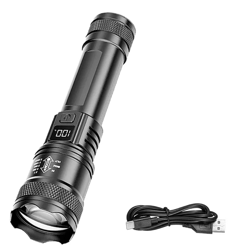 Lampe de poche tactique LED P50 Ultra lumineuse, 2000lm, projecteur d'urgence EDC, Zoom télescopique, torche portative avec batterie 14500/18650