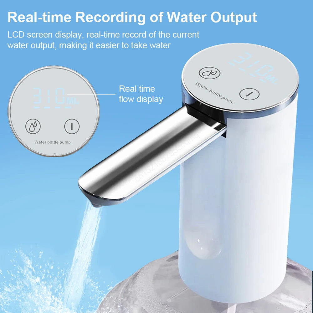 Pompe à bouteille d'eau électrique pliable, distributeur d'eau automatique, bouteille de 19 litres, pompe à eau potable de bureau Rechargeable