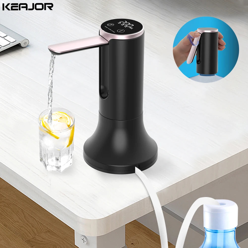 Pompe à bouteille d'eau électrique pliable, distributeur d'eau automatique, bouteille de 19 litres, pompe à eau potable de bureau Rechargeable