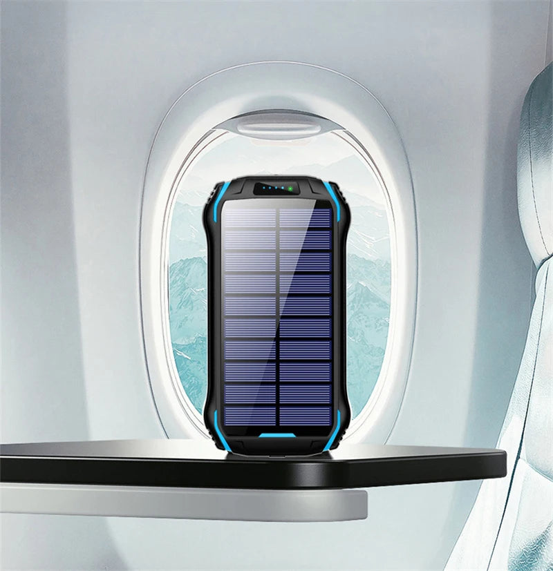 Solar Power Bank 26800mAh Waterproof Portable Solar Panel Fast Charger Powerbank External Battery Power Bank with Camping Light