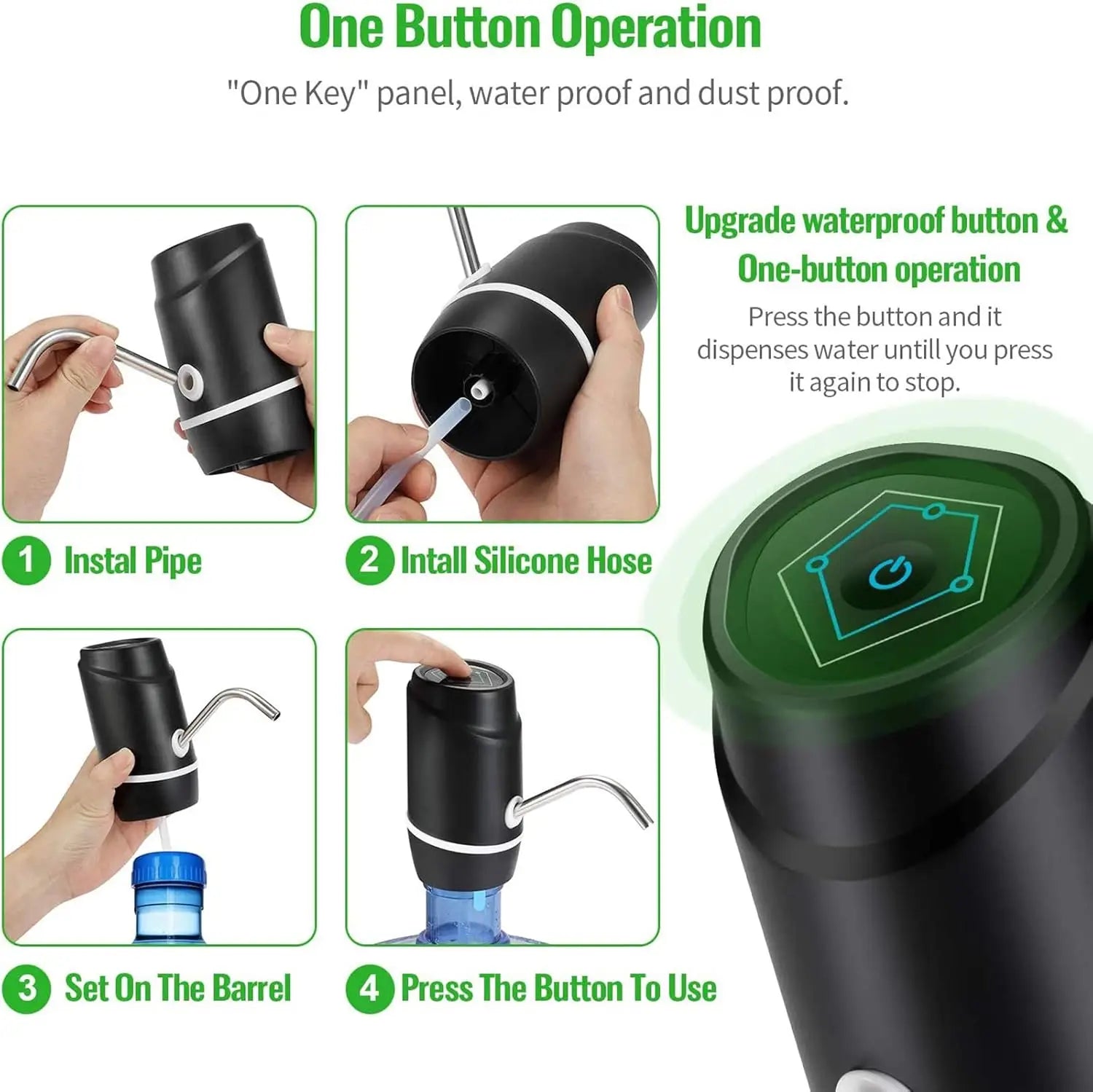 Pompe à eau électrique Portable, distributeur d'eau potable universel, chargeur USB, bouteille d'eau, pour 2-5 gallons