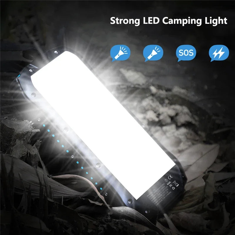 Solar Power Bank 26800mAh Waterproof Portable Solar Panel Fast Charger Powerbank External Battery Power Bank with Camping Light