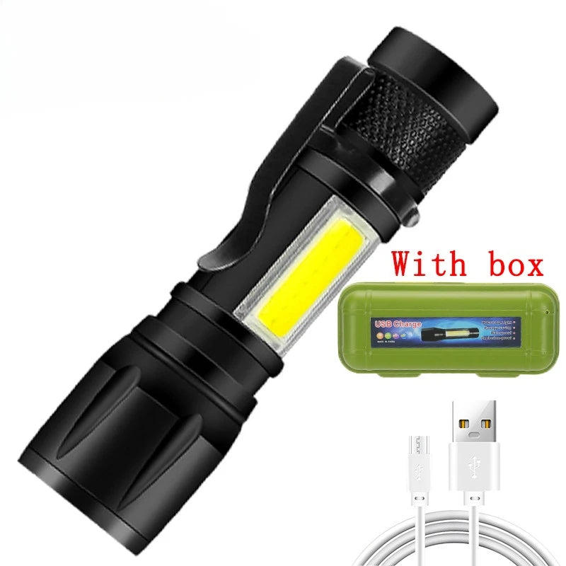 Lampe de poche tactique LED P50 Ultra lumineuse, 2000lm, projecteur d'urgence EDC, Zoom télescopique, torche portative avec batterie 14500/18650