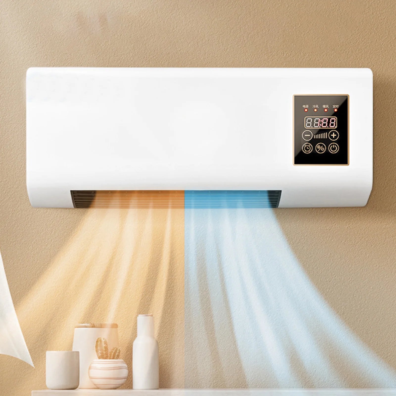 Climatiseur mural avec contrôle de chauffage à température constante, Mini climatiseur mural avec télécommande pour salon