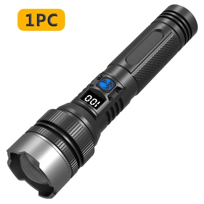 100000LM lampe de poche Super lumineuse torche LED Rechargeable lampe tactique longue portée pour l'extérieur étanche Camping pêche lanterne