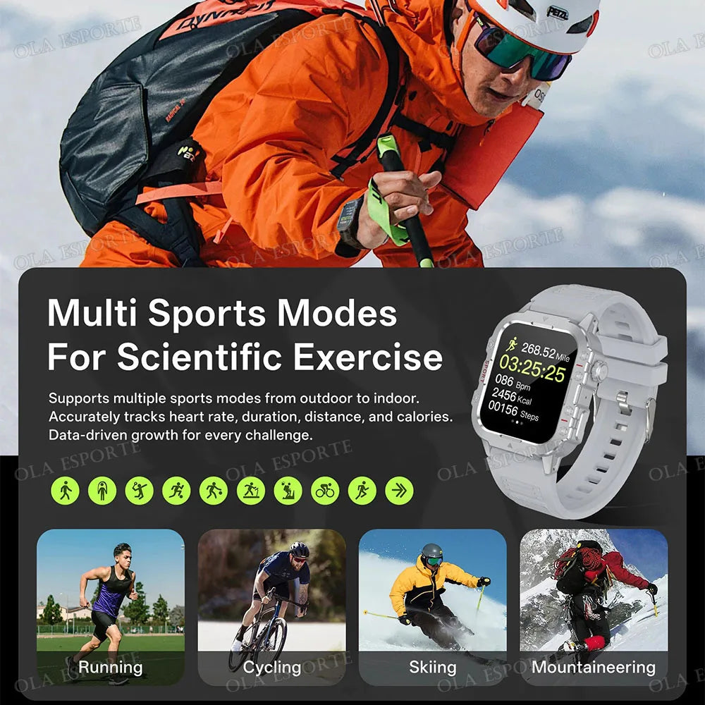 Nouvelle Montre Connectée Militaire 2026 pour Hommes avec GPS, Lampe Torche, Étanchéité 3ATM, Appel Bluetooth et Plus de 100 Modes Sportifs – Montre Intelligente d'Extérieur (Similaire au MA27)
