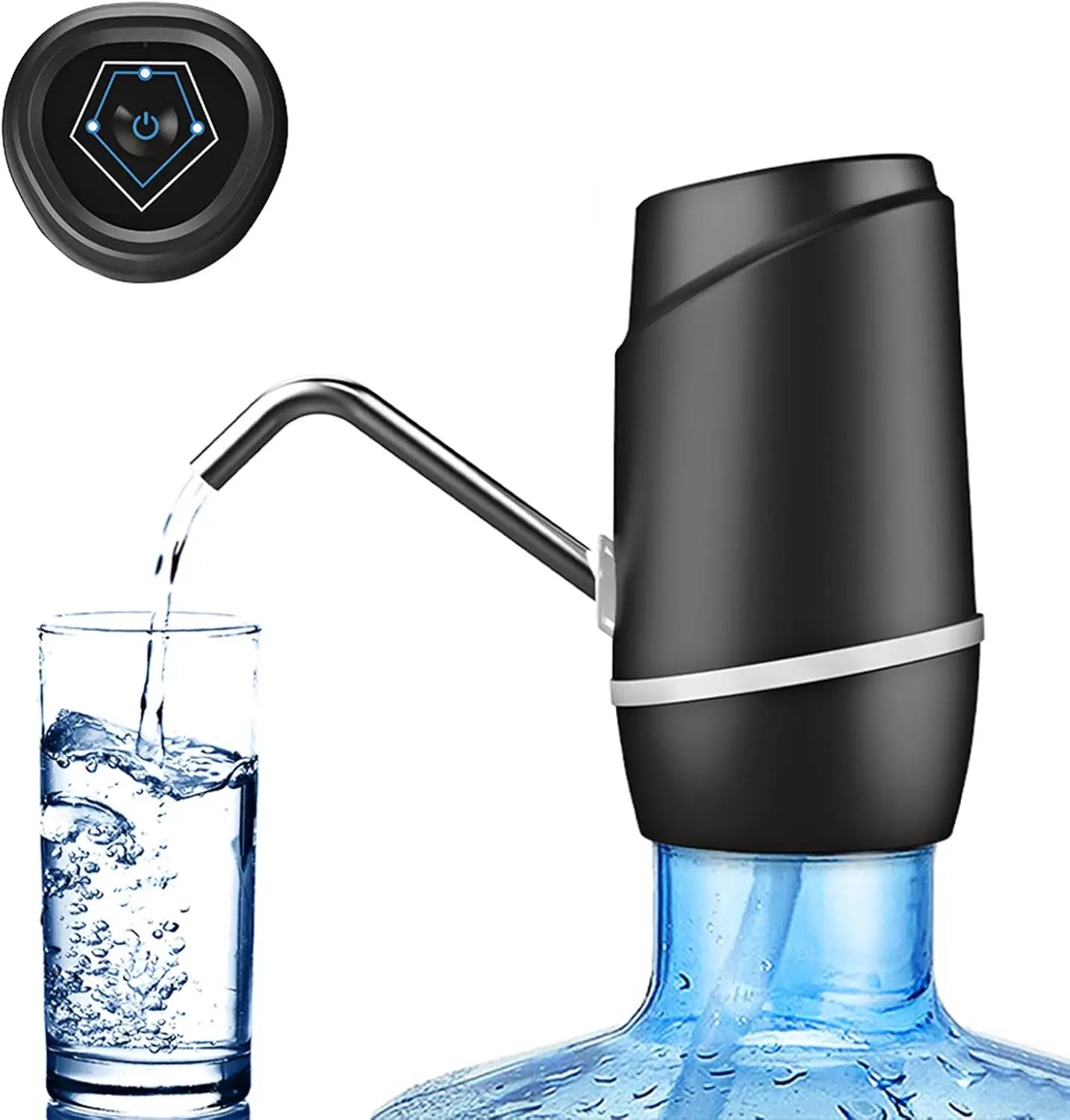 Distributeur de bouteille d'eau à interrupteur automatique, chargement USB, distributeur de boisson en un clic, pompe à cliquetis, blanc, noir, 1 pièce