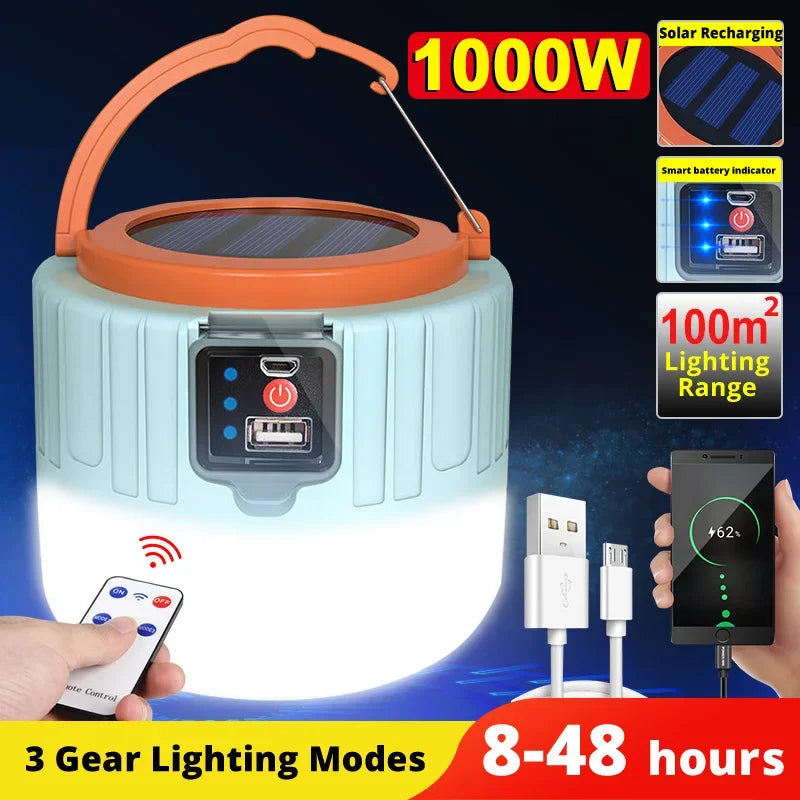 Portable Camping lumière batterie externe LED Camping lanternes poche étanche extérieure tente lumière Rechargeable projecteur lampe de poche