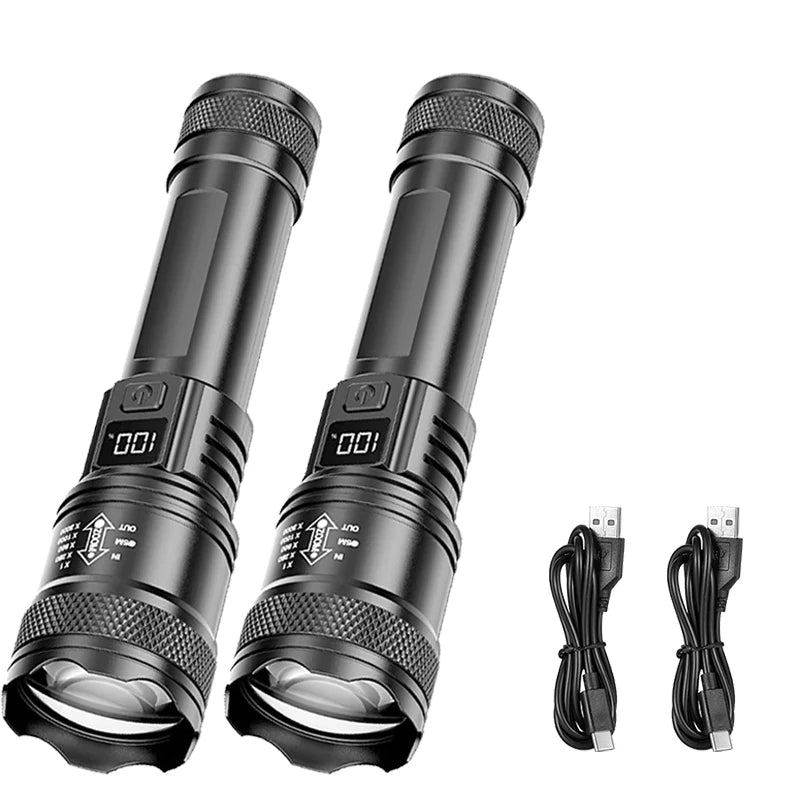 Lampe de poche tactique LED P50 Ultra lumineuse, 2000lm, projecteur d'urgence EDC, Zoom télescopique, torche portative avec batterie 14500/18650