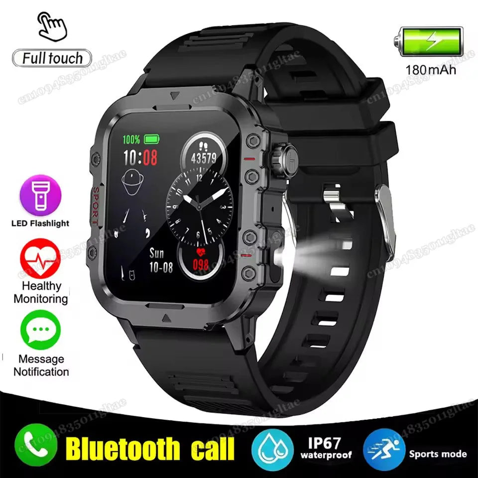 Nouvelle Montre Connectée Militaire 2026 pour Hommes avec GPS, Lampe Torche, Étanchéité 3ATM, Appel Bluetooth et Plus de 100 Modes Sportifs – Montre Intelligente d'Extérieur (Similaire au MA27)