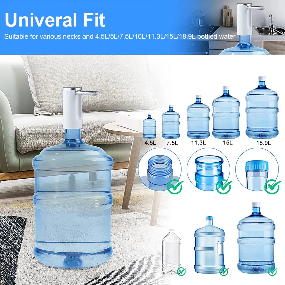 Pompe à bouteille d'eau électrique pliable, distributeur d'eau automatique, bouteille de 19 litres, pompe à eau potable de bureau Rechargeable