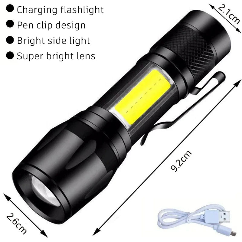 Lampe de poche tactique LED P50 Ultra lumineuse, 2000lm, projecteur d'urgence EDC, Zoom télescopique, torche portative avec batterie 14500/18650