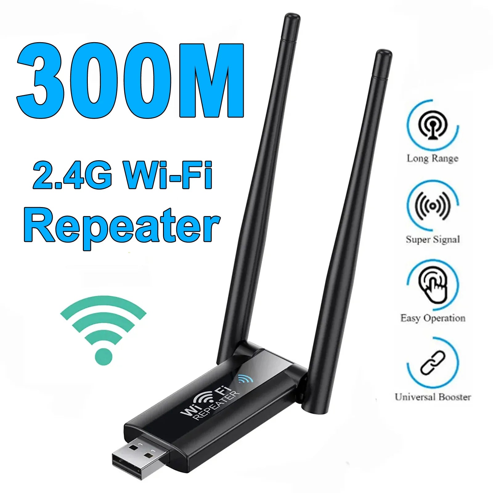 2.4G 300Mbps sans fil USB WiFi répéteur Extender WiFi amplificateur de Signal Booster longue portée Wi-Fi routeur Extension réseau à domicile