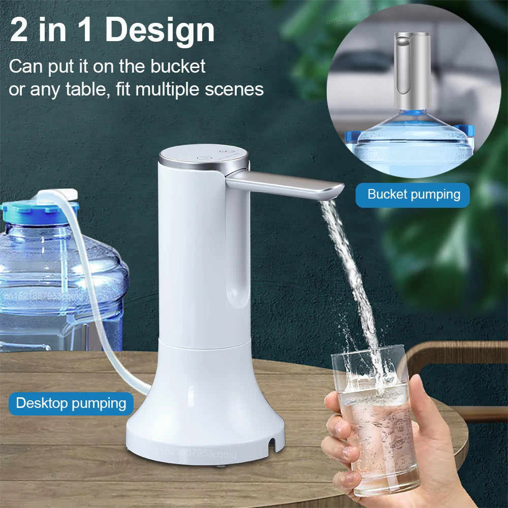 Pompe à bouteille d'eau électrique pliable, distributeur d'eau automatique, bouteille de 19 litres, pompe à eau potable de bureau Rechargeable