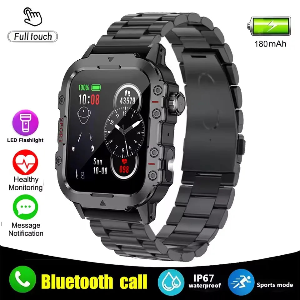 Nouvelle Montre Connectée Militaire 2026 pour Hommes avec GPS, Lampe Torche, Étanchéité 3ATM, Appel Bluetooth et Plus de 100 Modes Sportifs – Montre Intelligente d'Extérieur (Similaire au MA27)