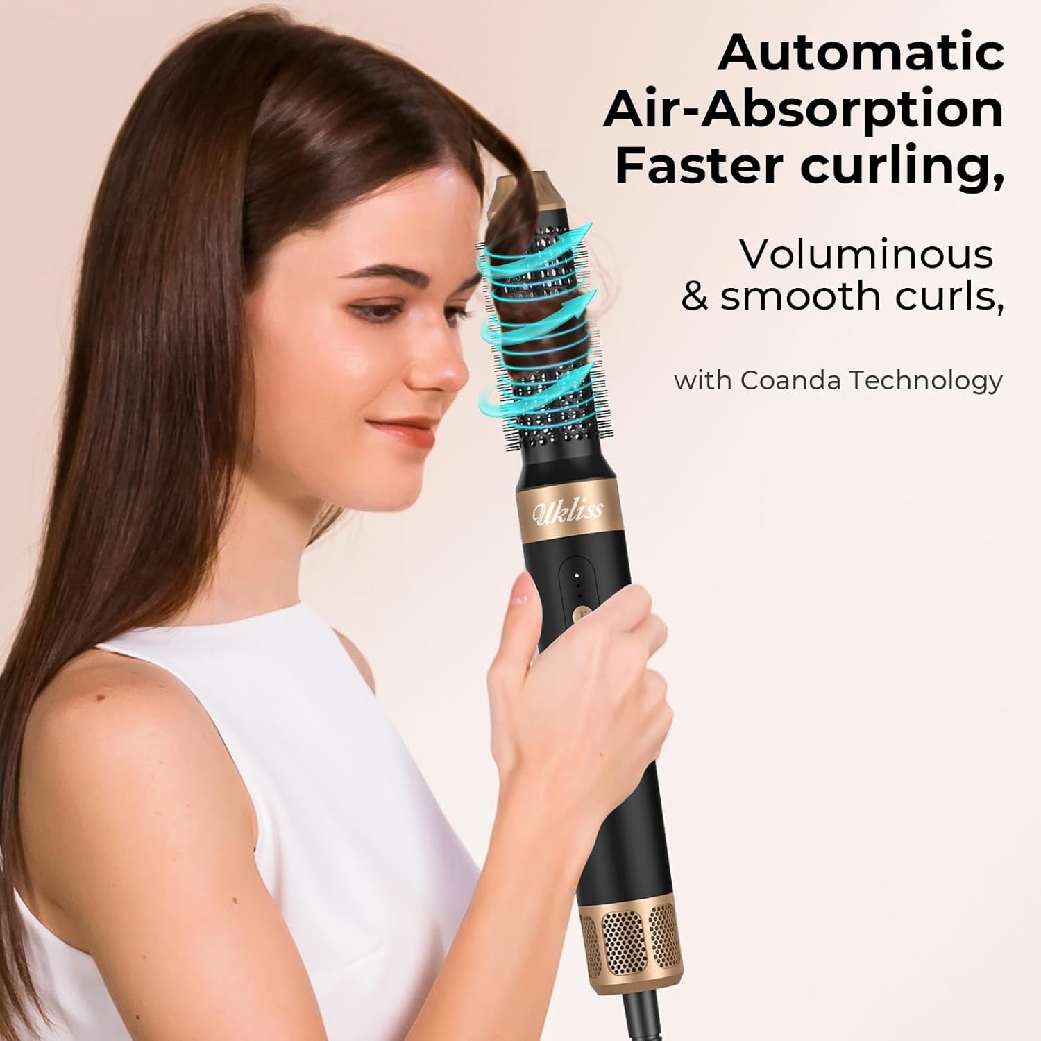 Hair Brosse Soufflante 7 En 1, Sèche-Cheveux Ionique Avec Brosse Lissante Pour Cheveux, Boucleur, Coiffante Chauffante, 3 Temperature, Pour Lisser, Sécher