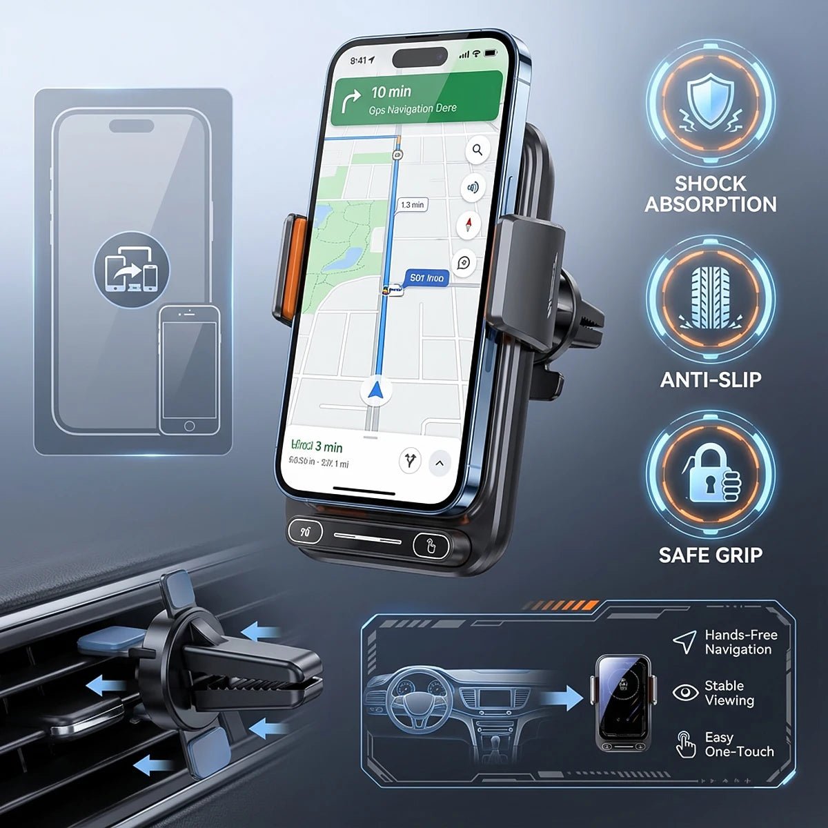 Car Phone Charger Phone Holder - Golden High-Tech