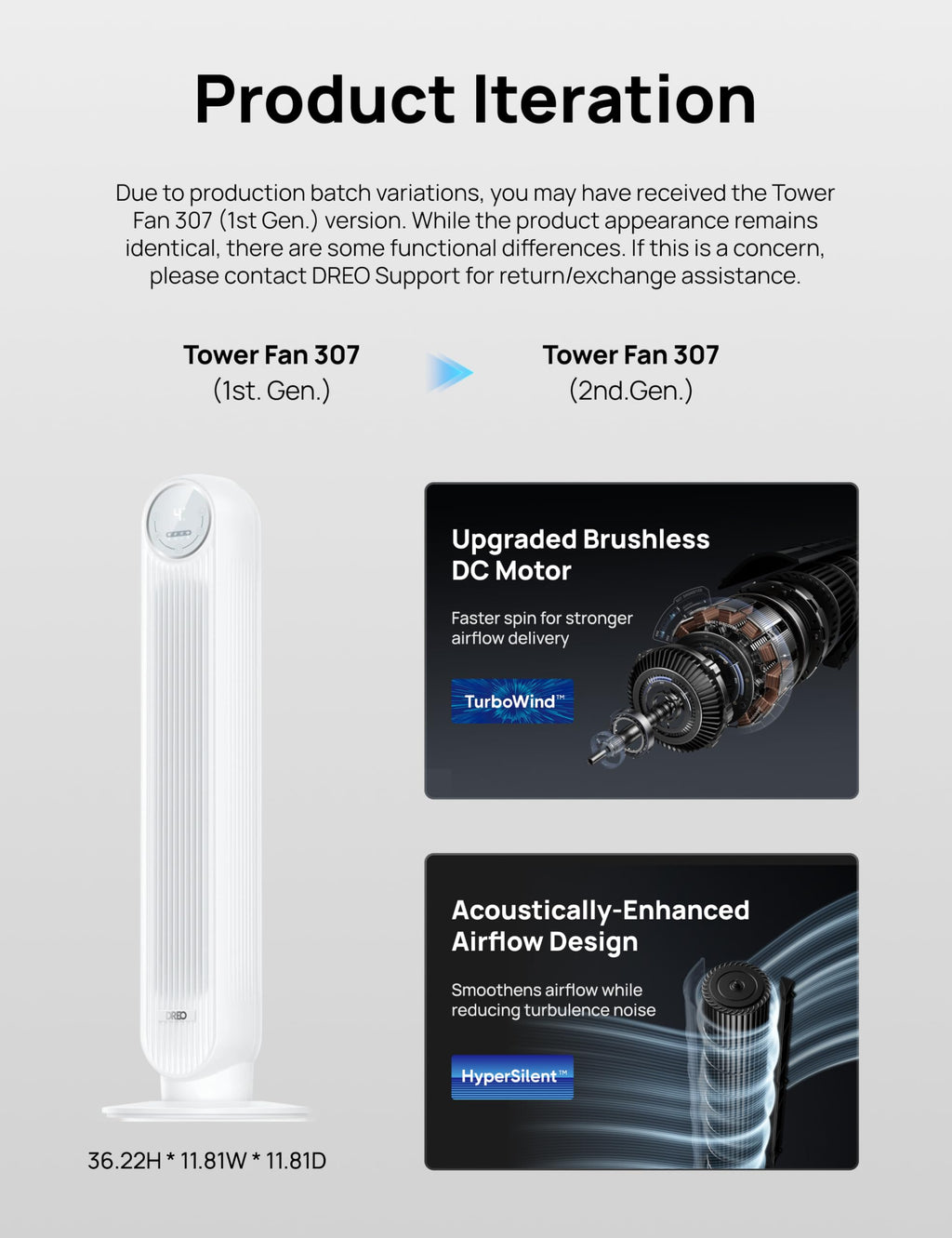 Dreo Ventilateur Tour Intelligent WiFi Silencieux - Golden High-Tech