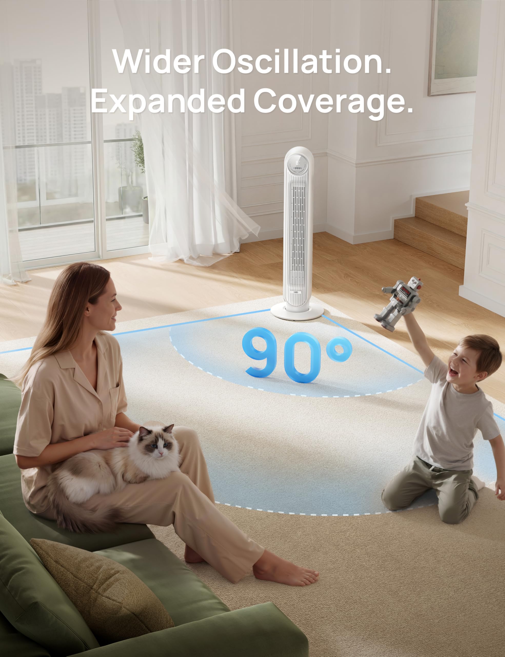 Dreo Ventilateur Tour Intelligent WiFi Silencieux - Golden High-Tech