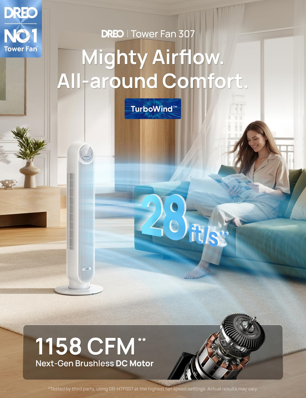 Dreo Ventilateur Tour Intelligent WiFi Silencieux - Golden High-Tech