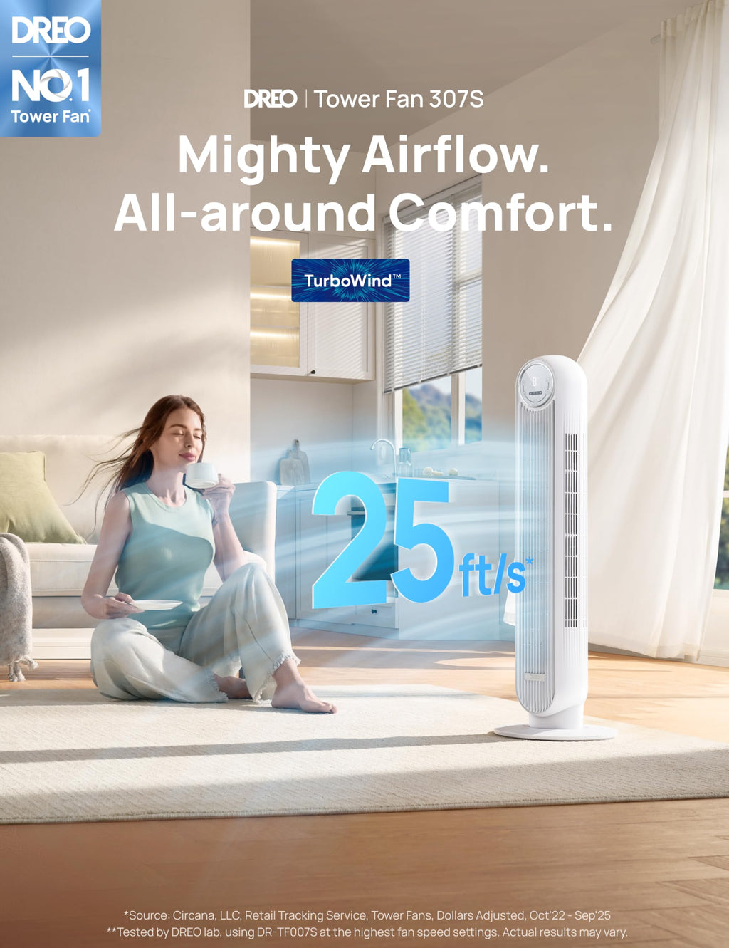 Dreo Ventilateur Tour Intelligent WiFi Silencieux - Golden High-Tech