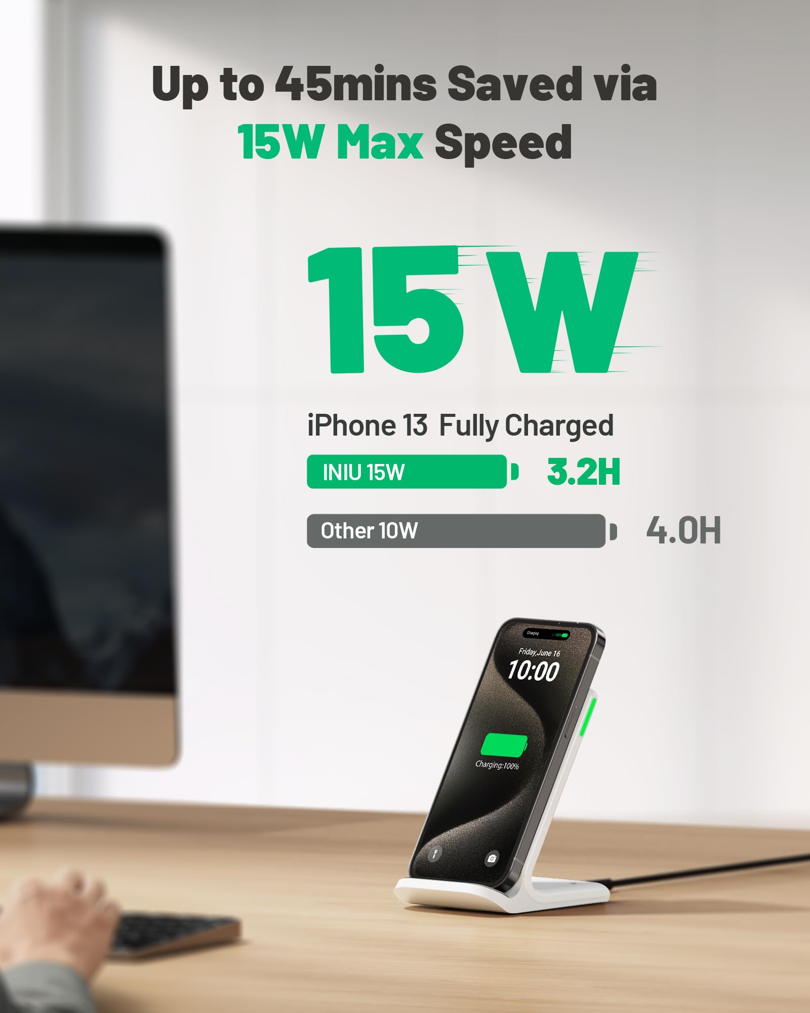 INIU Chargeur Sans Fil Rapide 15W Universel - Golden High-Tech