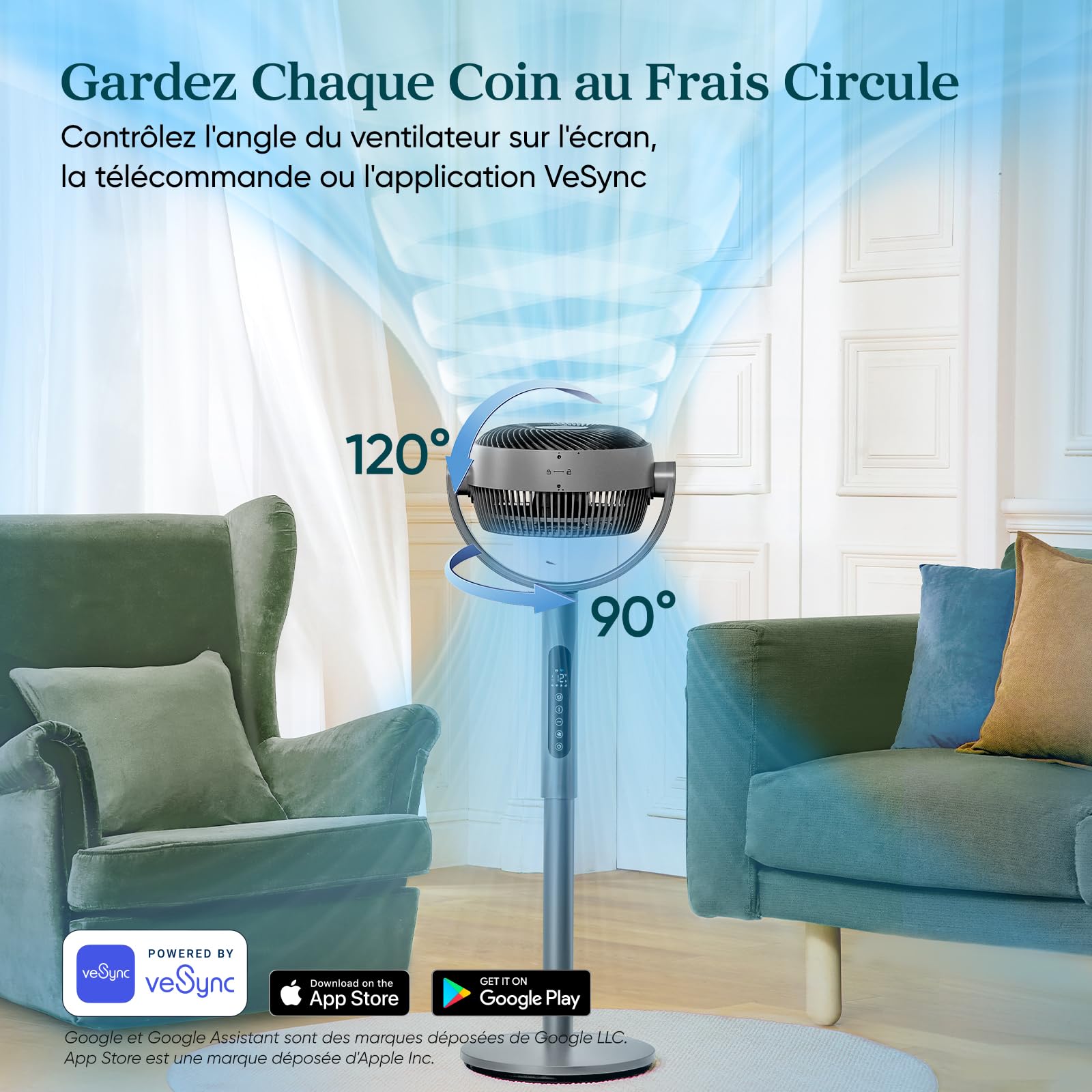 LEVOIT Ventilateur Wi-Fi Silencieux DC 12 Vitesses - Golden High-Tech