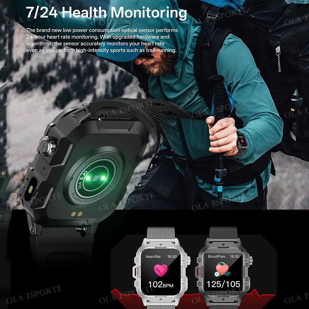 Smartwatch Homme GPS Militaire Étanche 3ATM 100+ Modes Sportifs     