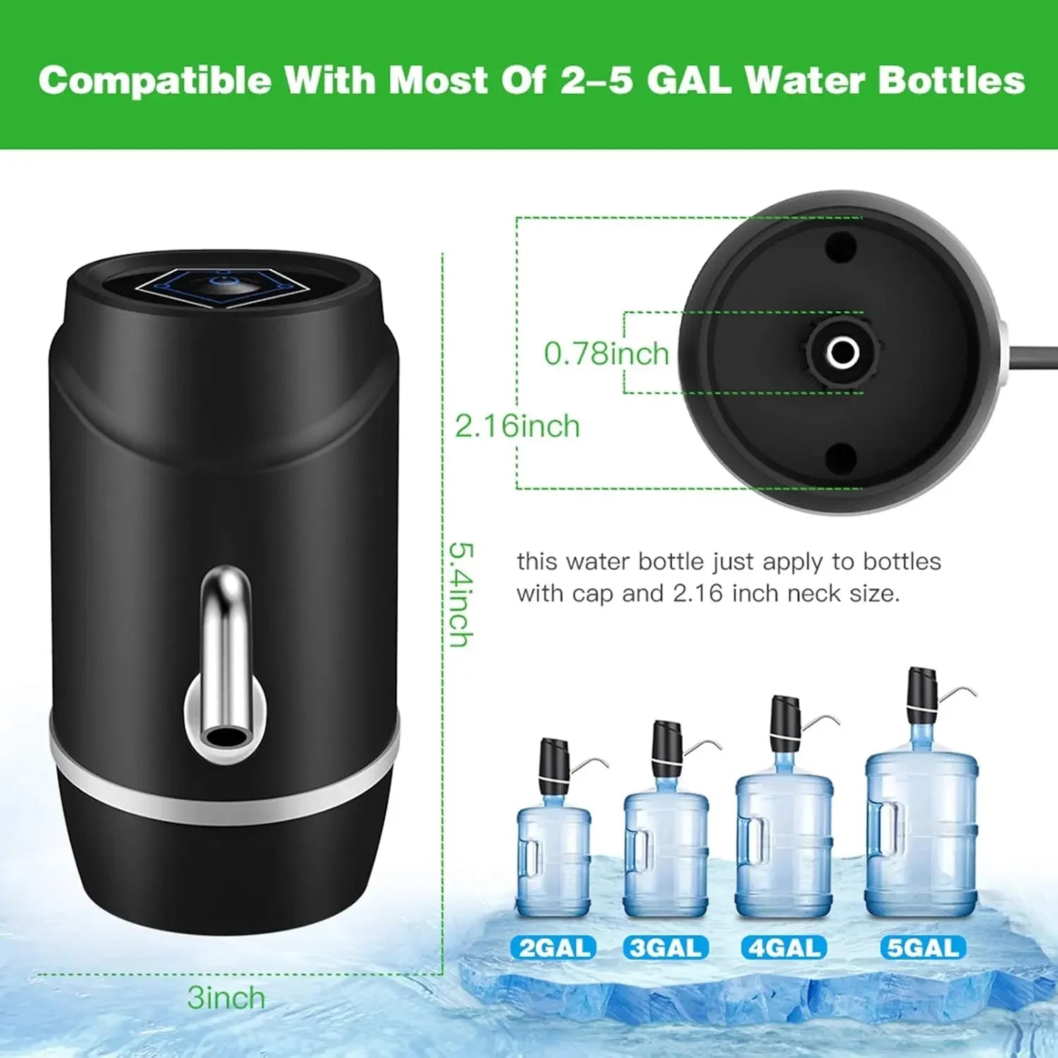 Pompe à Eau Rechargeable Universelle pour 2-5 Gallons