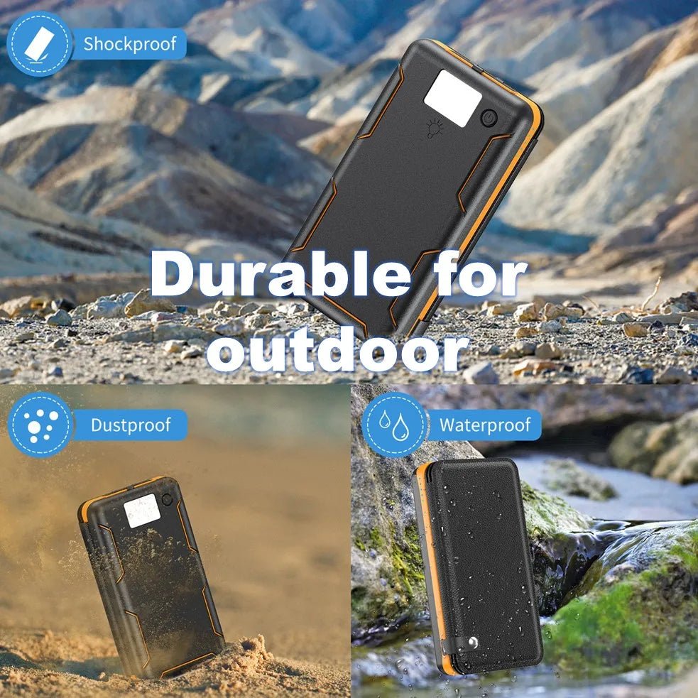 Portable Solar Power Bank,50000mAh External Solar Power Supply,Compatible with IOS Android USB-A And USB-C Charging Outdoor Camp - Golden High-Tech
