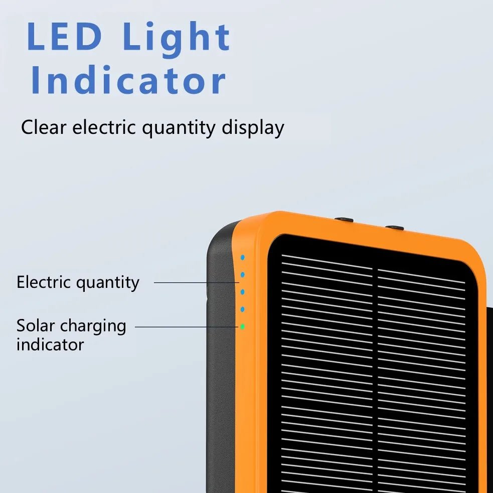 Portable Solar Power Bank,50000mAh External Solar Power Supply,Compatible with IOS Android USB-A And USB-C Charging Outdoor Camp - Golden High-Tech