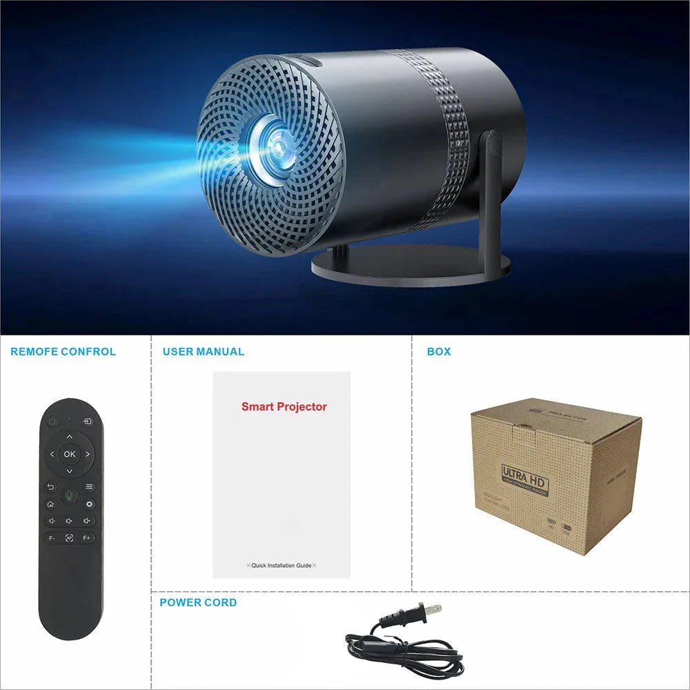 Salange P300 Mini Portable Projector - 4K 8K Video Decoding, 720P HD, Android 11, Wi-Fi, BT 5.1 - Golden High-Tech