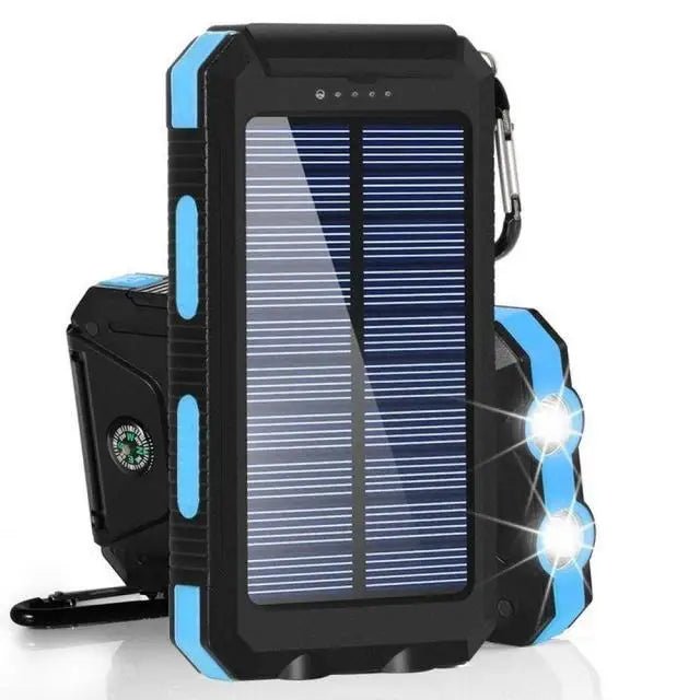 Solar Power Bank 80000mAh Portable Charging Poverbank External Battery Charger Strong Light LDE Light for All Smartphones - Golden High-Tech