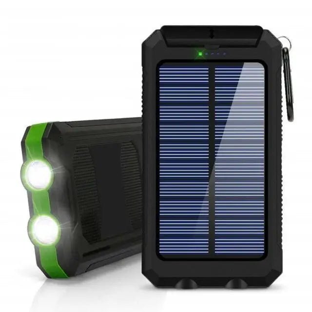 Solar Power Bank 80000mAh Portable Charging Poverbank External Battery Charger Strong Light LDE Light for All Smartphones - Golden High-Tech